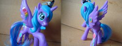Size: 922x346 | Tagged: safe, princess luna, g4, irl, mcdonald's happy meal toys, photo, rainbow power, rainbow power-ified, solo, sticker, toy