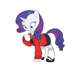 Size: 983x892 | Tagged: safe, artist:carnifex, rarity, pony, g4, clothes, explicit source, female, mary janes, necktie, school uniform, solo