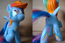 Size: 692x462 | Tagged: safe, rainbow dash, g4, irl, mcdonald's happy meal toys, photo, rainbow power, solo, sticker, toy