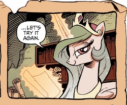 Size: 539x449 | Tagged: safe, princess celestia, g4, idw, spoiler:comic, spoiler:comic17, bedroom eyes, female, out of context, panel, solo