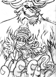 Size: 1000x1374 | Tagged: safe, artist:irie-mangastudios, fluttershy, g4, choppershy, crossover, crossover shipping, hat, interspecies, monochrome, monster point, one piece, pencil drawing, tony tony chopper