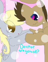 Size: 700x900 | Tagged: safe, artist:imacrazynut321, derpy hooves, doctor whooves, time turner, pegasus, pony, g4, blushing, female, heart, heart eyes, male, mare, ship:doctorderpy, shipping, straight, wingding eyes