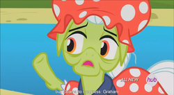 Size: 1395x762 | Tagged: safe, screencap, granny smith, g4, leap of faith, female, hub logo, meme, solo, youtube caption