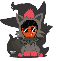 Size: 1392x1476 | Tagged: safe, artist:doneddzorua, oc, oc only, zorua, clothes, pokémon, solo, suit