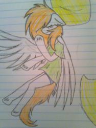 Size: 720x960 | Tagged: safe, artist:xgorillazgirlx, oc, oc only, oc:nightflash, pegasus, pony, clothes, eyes closed, solo