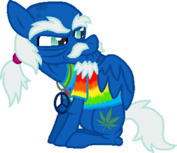 Size: 362x313 | Tagged: safe, artist:starryoak, oc, oc only, oc:hippy dippy trippy, pegasus, pony, clothes, grandfather, marijuana, mercedes symbol mistaken for peace sign, rainbow, simple background, solo, transparent background