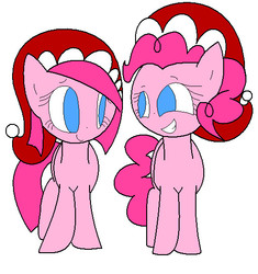 Size: 510x542 | Tagged: safe, artist:lepony, pinkie pie, g4, christmas, duality, hat, pinkamena diane pie, santa hat, self ponidox