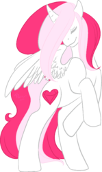 Size: 508x850 | Tagged: safe, artist:tea-caked, oc, oc only, oc:rubie heart, alicorn, pony, alicorn oc, curved horn, horn, solo