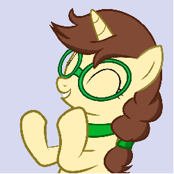 Size: 770x770 | Tagged: safe, artist:mihaaaa, oc, oc only, oc:madmax, pony, unicorn, animated, clapping, clapping ponies, eyes closed, glasses, solo