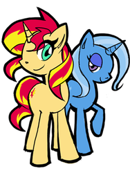 Size: 240x320 | Tagged: safe, artist:rvceric, sunset shimmer, trixie, pony, unicorn, g4, simple background, white background