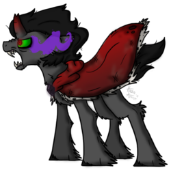 Size: 572x569 | Tagged: safe, artist:hazardous-artist26, king sombra, g4, broken horn, cape, clothes, horn, male, rawr, solo, torn clothes