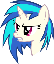 Size: 706x836 | Tagged: safe, artist:redtoxindash, dj pon-3, vinyl scratch, pony, unicorn, g4, angry, bust, female, frown, horn, mare, portrait, simple background, solo, teeth, transparent background, vector