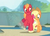 Size: 330x240 | Tagged: safe, screencap, apple bloom, applejack, big macintosh, earth pony, pony, g4, leap of faith, bump, male, slide, squish, stallion