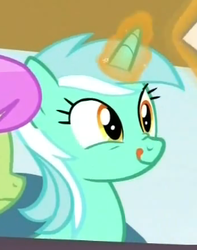 Size: 260x330 | Tagged: safe, screencap, lyra heartstrings, merry may, pony, unicorn, g4, leap of faith, cropped, female, licking lips, magic, mare, nose wrinkle, solo focus, telekinesis, tongue out