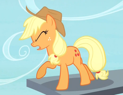 Size: 780x600 | Tagged: safe, screencap, applejack, pony, g4, leap of faith, angry, diving board, female, high dive, solo
