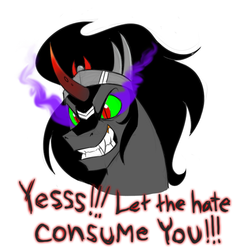 Size: 736x768 | Tagged: safe, artist:mickeymonster, king sombra, pony, unicorn, g4, bust, dark side, glare, grin, gritted teeth, hate, male, portrait, smiling, solo, stallion, star wars
