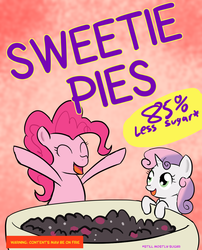 Size: 1000x1239 | Tagged: safe, artist:empyu, pinkie pie, sweetie belle, g4, cereal, duo, product placement