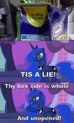 Size: 359x597 | Tagged: safe, princess luna, g4, female, image macro, macaroni and cheese, meme, solo