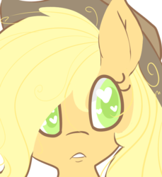 Size: 579x632 | Tagged: safe, artist:pegacornss, applejack, g4, close-up, female, heart, solo, wingding eyes