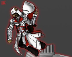Size: 999x799 | Tagged: safe, artist:lucandreus, anthro, unguligrade anthro, assassin's creed, crossover, ezio auditore, ponified, solo