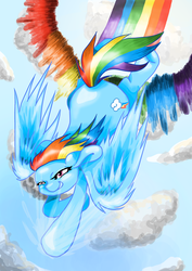 Size: 2480x3508 | Tagged: safe, artist:sk-ree, rainbow dash, g4, female, flying, high res, solo