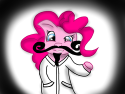 Size: 1024x768 | Tagged: safe, artist:generalslinkie, pinkie pie, g4, beard, female, moustache, science, solo