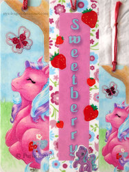 Size: 779x1036 | Tagged: safe, artist:styx-leagon, sweetberry, g3, bookmark, female, solo, traditional art