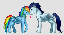 Size: 1024x568 | Tagged: safe, artist:toastytoastie, rainbow dash, soarin', g4, female, heart, male, ship:soarindash, shipping, straight