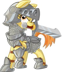 Size: 827x966 | Tagged: safe, artist:atonewiththepants, oc, oc only, armor, solo, sword