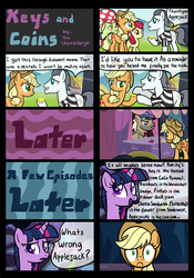 Size: 4176x5976 | Tagged: safe, artist:thecheeseburger, apple bloom, applejack, crafty crate, granny smith, silver shill, twilight sparkle, alicorn, earth pony, pegasus, pony, g4, leap of faith, absurd resolution, applejack lost or spent the bit, comic, female, male, mare, neon's bit, now you fucked up, oh crap, stallion, twilight sparkle (alicorn), wide eyes