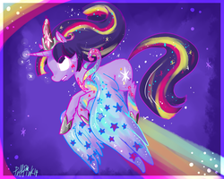 Size: 1000x800 | Tagged: safe, artist:puffpink, twilight sparkle, alicorn, pony, g4, season 4, female, mare, rainbow power, solo, space, twilight sparkle (alicorn)
