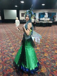 Size: 720x960 | Tagged: safe, artist:kyuu-vixen-cosplay, queen chrysalis, human, g4, convention, cosplay, floral head wreath, irl, irl human, photo, solo