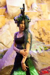 Size: 1366x2048 | Tagged: safe, artist:kyuu-vixen-cosplay, queen chrysalis, human, g4, 2014, animeland wasabi, cosplay, floral head wreath, irl, irl human, photo, solo