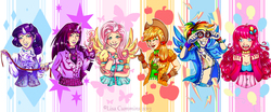 Size: 3600x1500 | Tagged: safe, artist:baggy666, applejack, fluttershy, pinkie pie, rainbow dash, rarity, twilight sparkle, human, g4, humanized, mane six