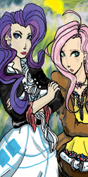 Size: 1105x2206 | Tagged: safe, artist:lotusmist, fluttershy, rarity, human, g4, humanized