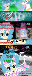 Size: 1419x3368 | Tagged: safe, artist:lotusmist, princess celestia, g4, comic, crossover, darkstalkers, felicia, ponified