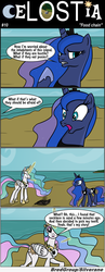 Size: 1300x3341 | Tagged: safe, artist:bredgroup, princess celestia, princess luna, comic:celostia, g4, cannibalism, comic, funny, ponies eating meat, translation