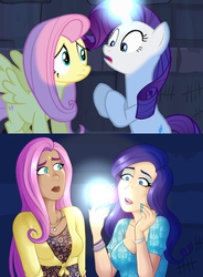 Size: 696x944 | Tagged: safe, artist:emberfan11, fluttershy, rarity, human, castle mane-ia, g4, season 4, humanized, nail polish, scene interpretation, screencap reference