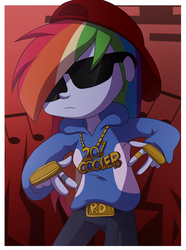 Size: 1024x1379 | Tagged: safe, artist:fj-c, rainbow dash, equestria girls, g4, belt buckle, bling, female, hilarious in hindsight, rap, rapper, rapper dash, solo