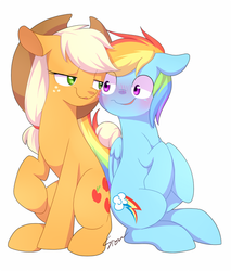 Size: 510x600 | Tagged: safe, artist:sion, applejack, rainbow dash, g4, bedroom eyes, female, lesbian, ship:appledash, shipping