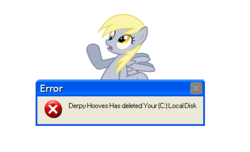 Size: 449x273 | Tagged: dead source, safe, derpy hooves, pegasus, pony, g4, error message, female, mare, microsoft windows, solo, windows xp