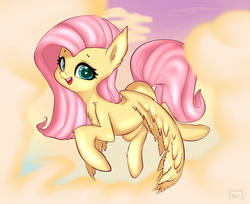 Size: 1280x1044 | Tagged: safe, artist:tesuai, fluttershy, pegasus, pony, g4, female, flying, smiling, solo