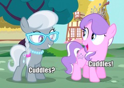 Size: 732x521 | Tagged: safe, screencap, diamond tiara, silver spoon, g4, adorabullies, cuddling, cute, diamondbetes, grin, imma snuggle you, open mouth, smiling, snuggling