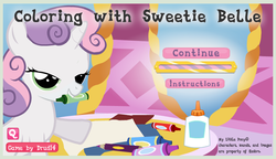 Size: 818x471 | Tagged: safe, artist:drud14, sweetie belle, pony, unicorn, g4, bedroom eyes, coloring with sweetie belle, exploitable meme, female, game, looking at you, meme, show accurate, solo