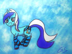 Size: 2048x1536 | Tagged: safe, artist:generalslinkie, minuette, g4, bedroom eyes, clothes, female, panties, socks, solo, striped socks, underwear