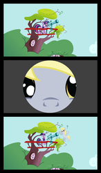 Size: 1035x1768 | Tagged: safe, derpy hooves, twilight sparkle, pegasus, pony, g4, close-up, comic, exploitable meme, face, female, mare, meme, scared, telescope, telescope meme