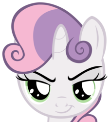 Size: 3867x4286 | Tagged: safe, artist:mrbrandonmac, sweetie belle, g4, close-up, evil, female, simple background, solo, transparent background, vector