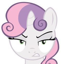 Size: 4028x4232 | Tagged: safe, artist:mrbrandonmac, sweetie belle, g4, absurd resolution, angry, female, looking at you, simple background, solo, transparent background, vector