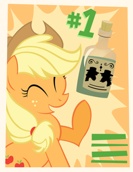 Size: 1200x1553 | Tagged: safe, artist:pixelkitties, applejack, g4, leap of faith, #1, applejack approved, endorsement, eyes closed, female, flim flam miracle curative tonic, poster, solo