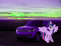 Size: 1600x1200 | Tagged: safe, edit, twilight sparkle, alicorn, pony, g4, car, female, land rover, land rover range rover, mare, ponies with cars, solo, twilight sparkle (alicorn), vector